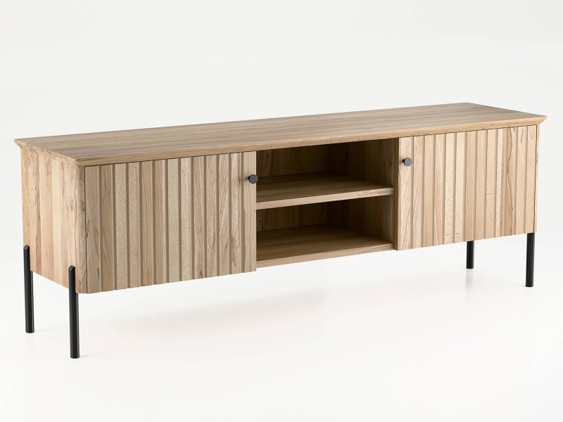 TV skříňka z bukového dřeva Lamelo, šířka 158 cm, Přírodní Buk