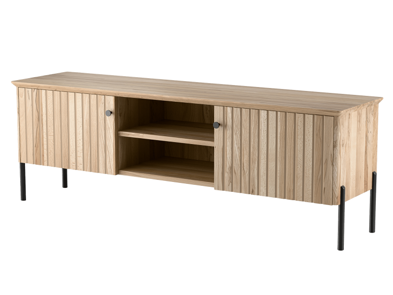 TV skříňka z bukového dřeva Lamelo, šířka 158 cm, Přírodní Buk