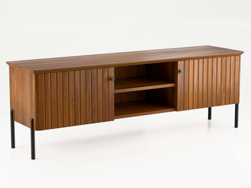 TV skříňka z bukového dřeva Lamelo, šířka 158 cm, Rustikální Dub