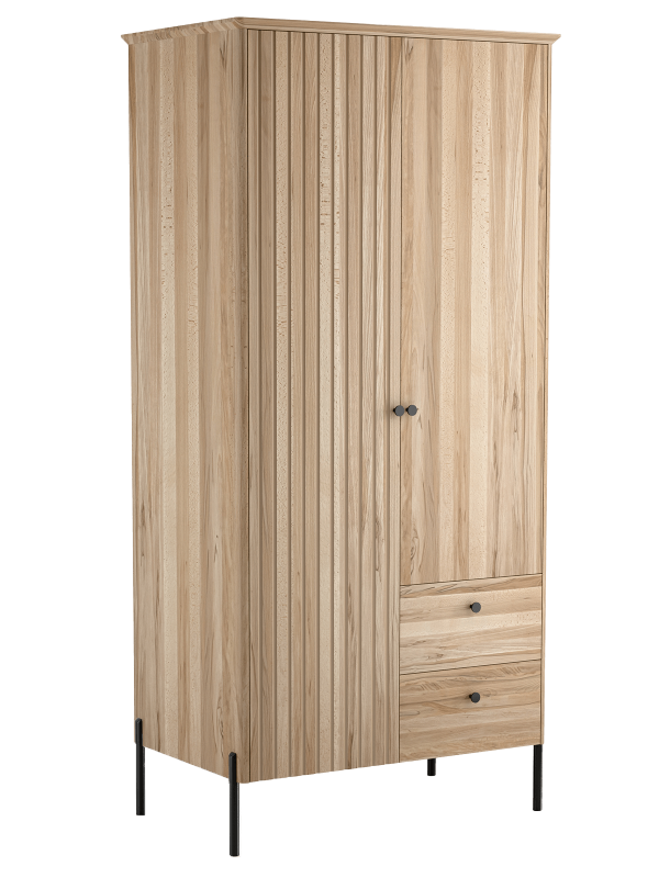 Dřevěná buková šatní skříň Lamelo 2D, Přírodní Buk