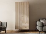 Dřevěná buková šatní skříň Lamelo 2D, Přírodní Buk