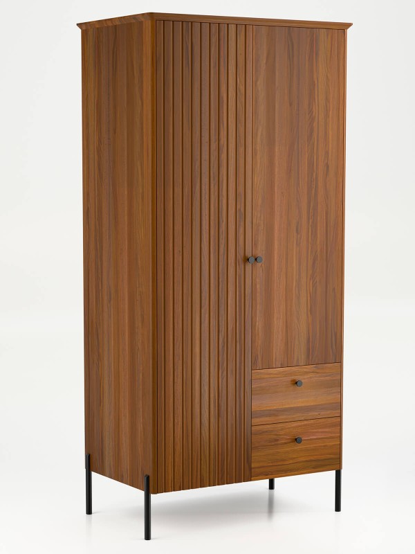 Dřevěná buková šatní skříň Lamelo 2D, Rustikální Dub