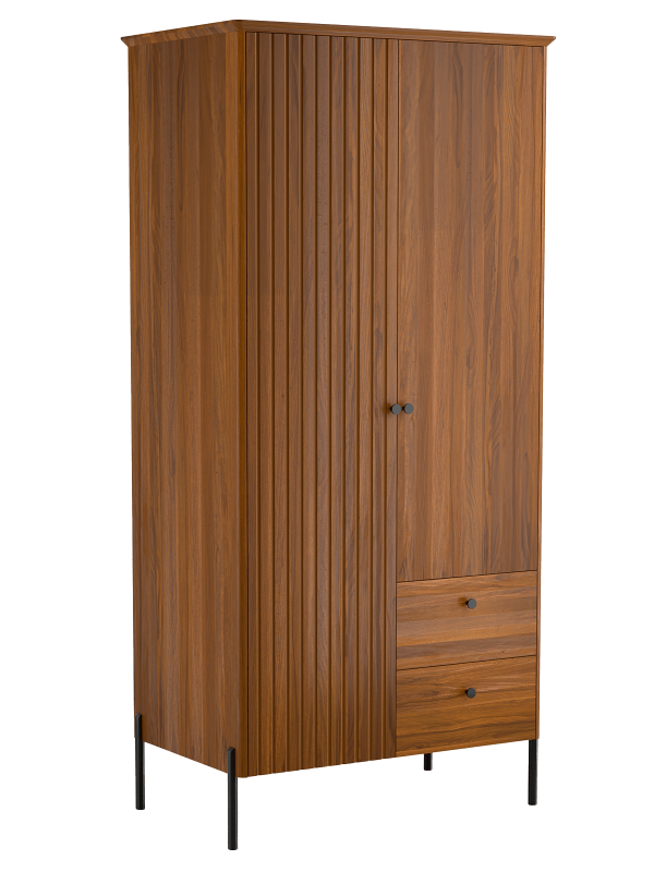 Dřevěná buková šatní skříň Lamelo 2D, Rustikální Dub