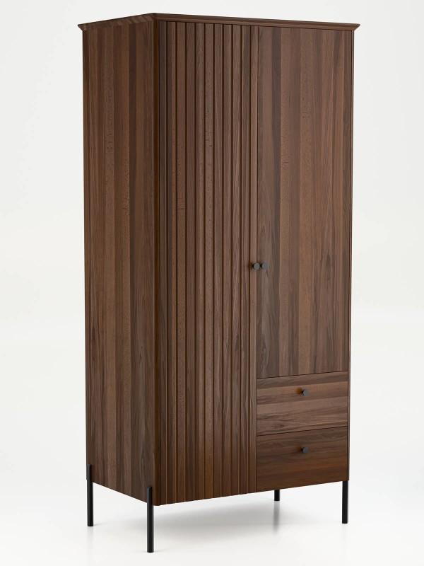 Dřevěná buková šatní skříň Lamelo 2D, Vlašský Ořech