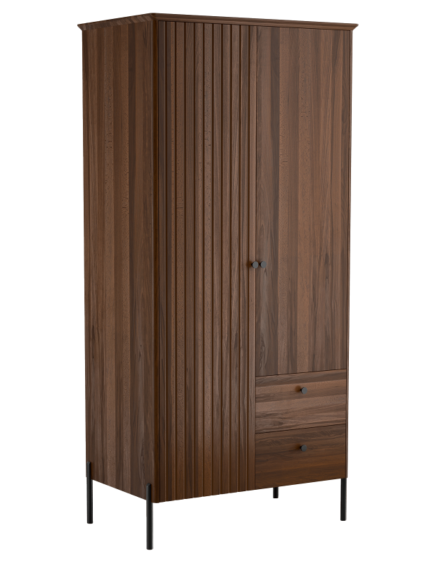 Dřevěná buková šatní skříň Lamelo 2D, Vlašský Ořech