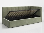 Čalouněná jednolůžková pohovka s roštem a úložným prostorem 90x200, Tom Olivový Velvet