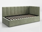 Čalouněná jednolůžková pohovka s roštem a úložným prostorem 90x200, Tom Olivový Velvet