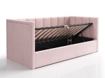 Čalouněná jednolůžková pohovka s roštem a úložným prostorem 90x200, Urus Růžový Soro 61