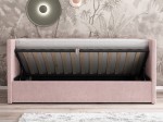 Čalouněná jednolůžková pohovka s roštem a úložným prostorem 90x200, Urus Růžový Soro 61