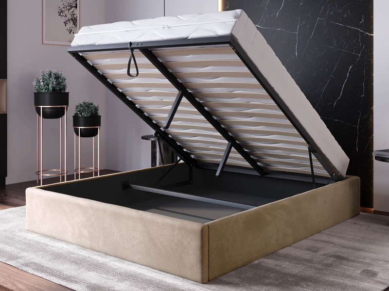 Čalouněná postel s úložným prostorem 180x200 bez čela BOX line Hnědá  Velvet