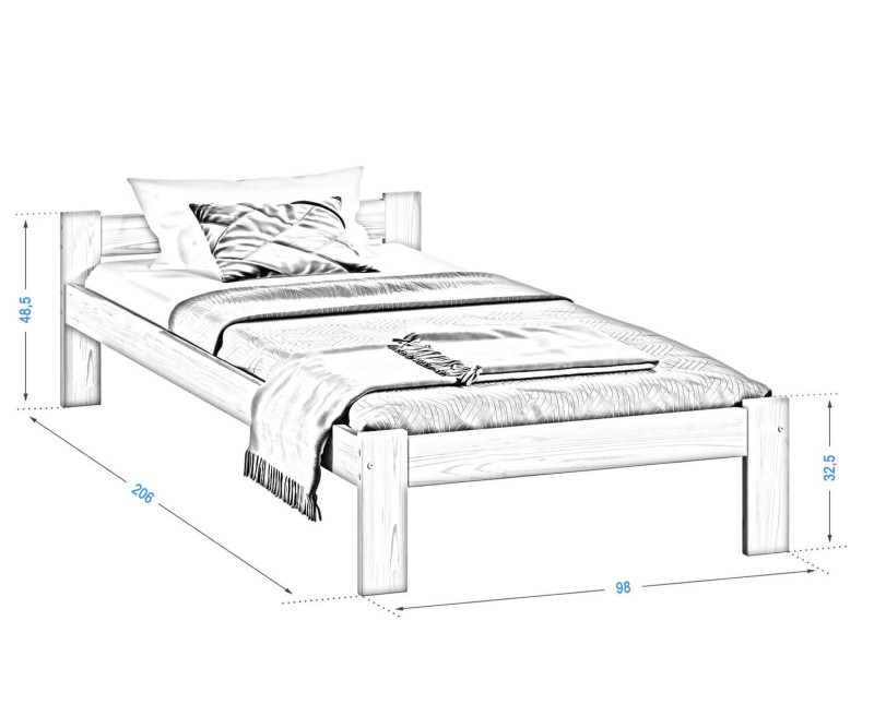 Postel z masivu VitBed 90x200 Isao ořech s roštem + Matrace Heka 90x200