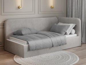 Čalouněná jednolůžková pohovka s roštem a úložným prostorem 90x200, Leo Bluvel 03 Šedá