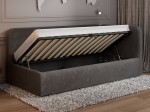 Čalouněná jednolůžková pohovka s roštem a úložným prostorem 90x200, Leo Bluvel 18 Grafitový