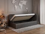 Čalouněná jednolůžková pohovka s roštem a úložným prostorem 90x200, Leo Bluvel 18 Grafitový