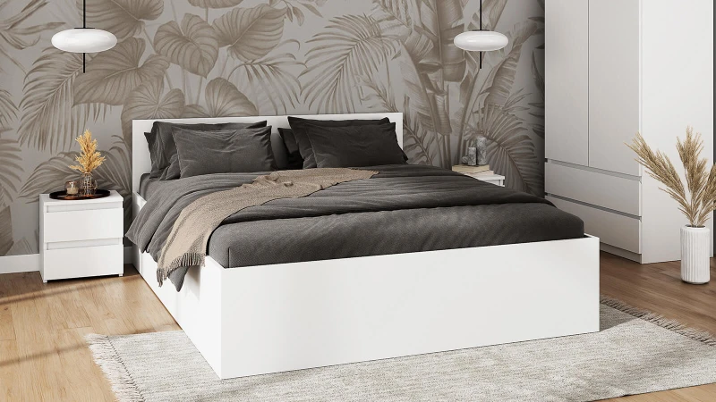 Postel DM1 140x200 s roštem a úložným prostorem, bílá