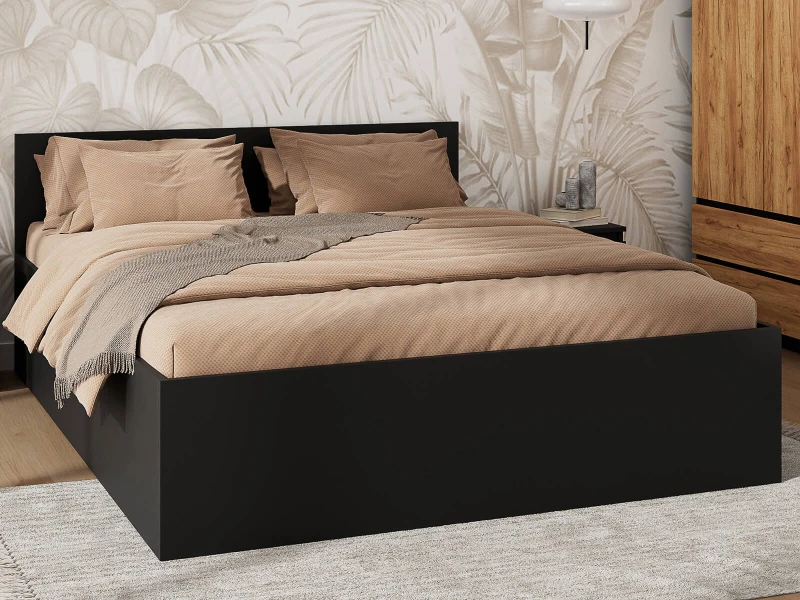 Postel DM1 140x200 s roštem a úložným prostorem, černá