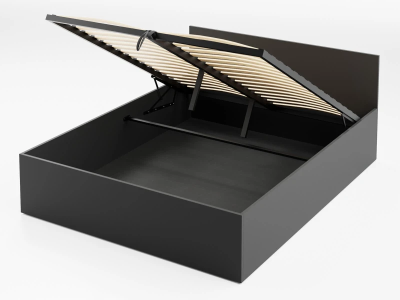 Postel DM1 160x200 s roštem a úložným prostorem, černá