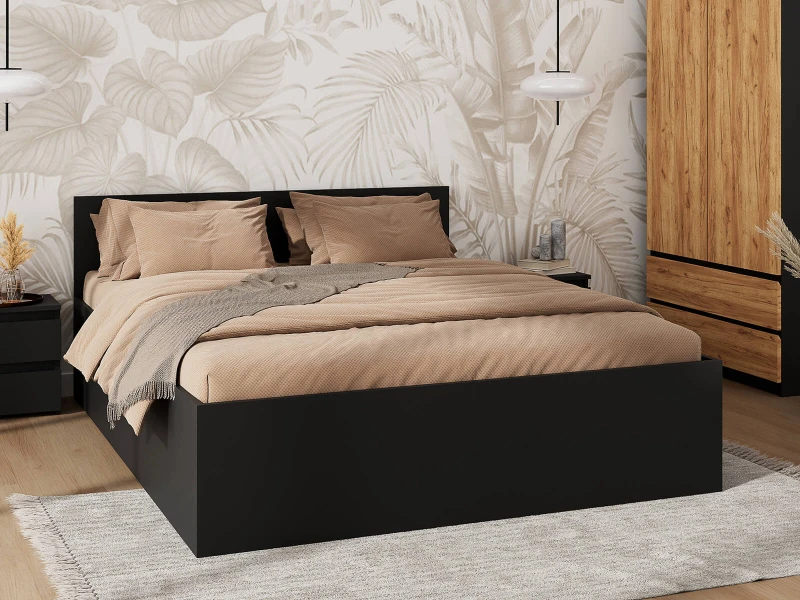 Postel DM1 160x200 s roštem a úložným prostorem, černá