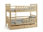 Dřevěná patrová postel se zásuvkami P4S 90x200 borovice