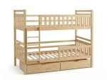 Dřevěná patrová postel se zásuvkami P4S 90x200 borovice