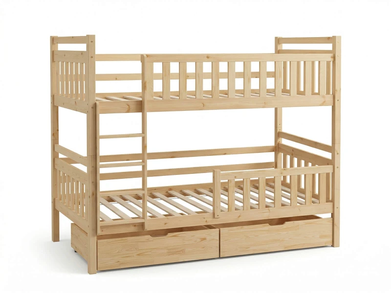 Dřevěná patrová postel se zásuvkami P4S 90x200 borovice