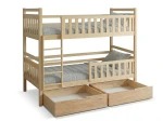 Dřevěná patrová postel se zásuvkami P4S 90x200 borovice