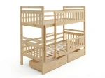 Dřevěná patrová postel se zásuvkami P4S 90x200 borovice