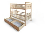 Dřevěná patrová postel se zásuvkami P4S 90x200 borovice