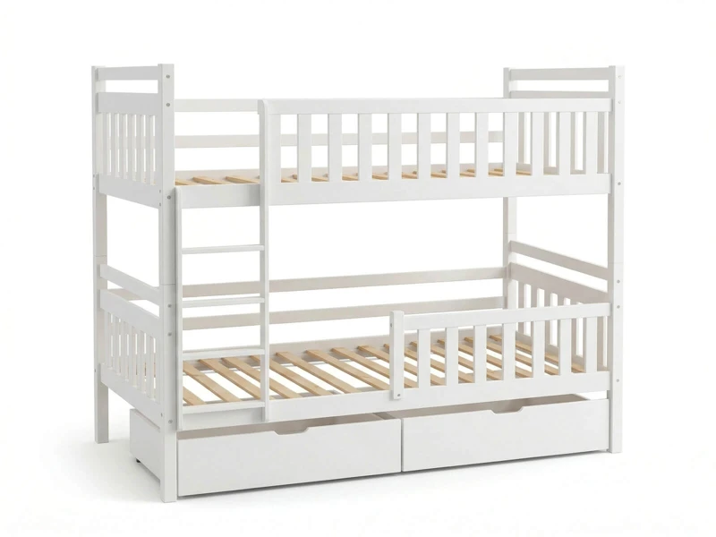 Dřevěná patrová postel se zásuvkami P4S 90x200 bílá