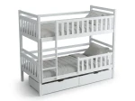 Dřevěná patrová postel se zásuvkami P4S 90x200 bílá