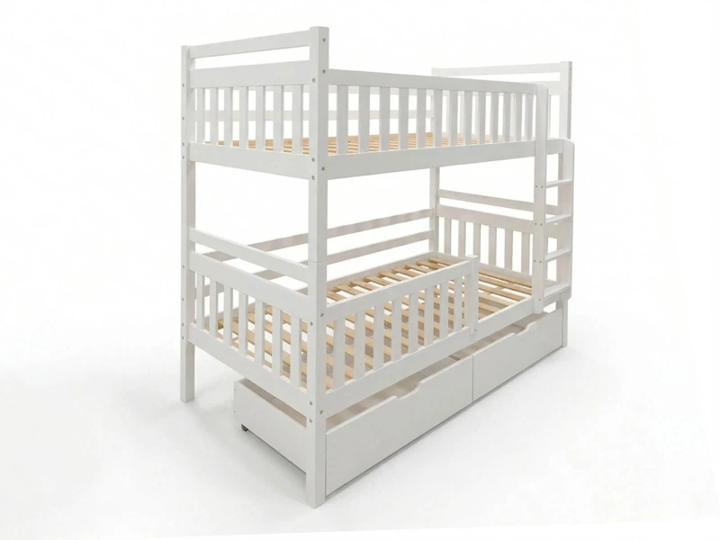 Dřevěná patrová postel se zásuvkami P4S 90x200 bílá