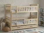 Dřevěná patrová postel pro 3 osoby se zásuvkami P3S 90x200 borovice