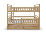 Dřevěná patrová postel pro 3 osoby se zásuvkami P3S 90x200 borovice