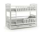 Dřevěná patrová postel pro 3 osoby se zásuvkami P3S 90x200 bílá