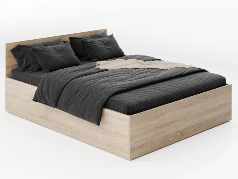 Postel DM1 160x200 s roštem a úložným prostorem, dub sonoma