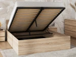 Postel DM1 160x200 s roštem a úložným prostorem, dub sonoma