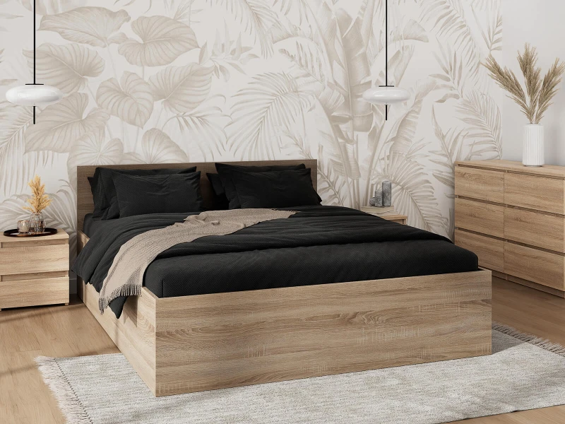 Postel DM1 120x200 s roštem a úložným prostorem, dub sonoma