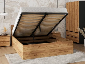 Postel DM1 180x200 s roštem a úložným prostorem, dub craft