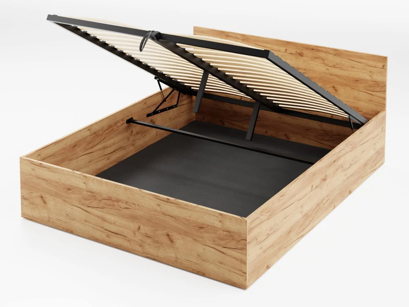 Postel DM1 120x200 s roštem a úložným prostorem, dub craft