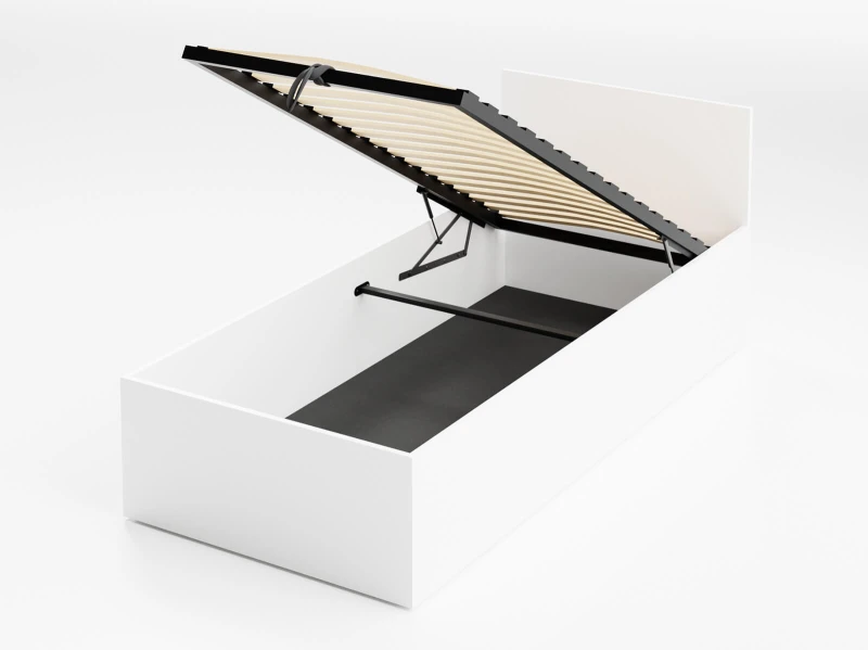 Postel DM1 90x200 s roštem a úložným prostorem, bílá