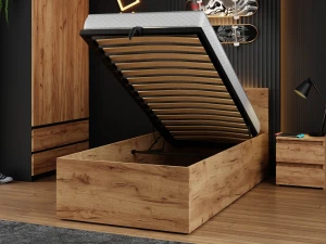 Postel DM1 90x200 s roštem a úložným prostorem, dub craft