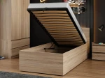 Postel DM1 90x200 s roštem a úložným prostorem, dub sonoma