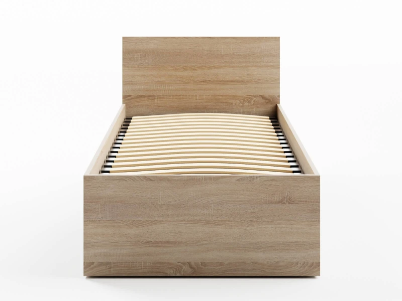Postel DM1 90x200 s roštem a úložným prostorem, dub sonoma