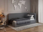 Čalouněná jednolůžková pohovka s roštem a úložným prostorem 90x200, Leo Colet 17 Šedá