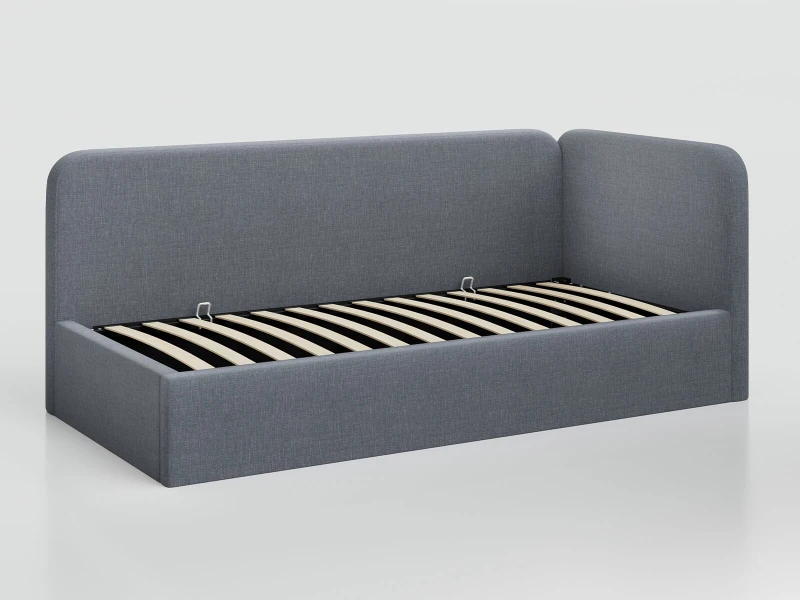 Čalouněná jednolůžková pohovka s roštem a úložným prostorem 90x200, Leo Colet 17 Šedá