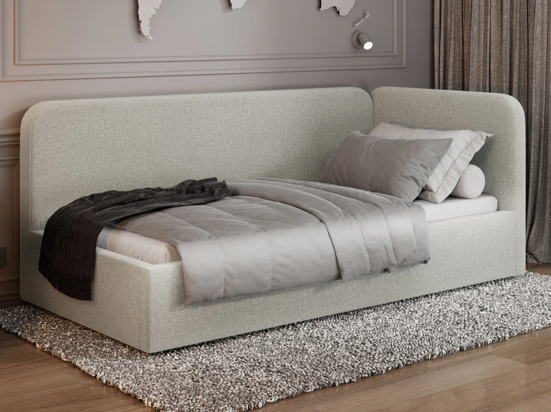 Čalouněná jednolůžková pohovka s roštem a úložným prostorem 90x200, Leo Colet 24 Béžový