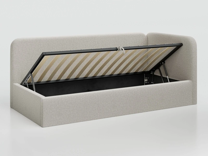 Čalouněná jednolůžková pohovka s roštem a úložným prostorem 90x200, Leo Colet 24 Béžový