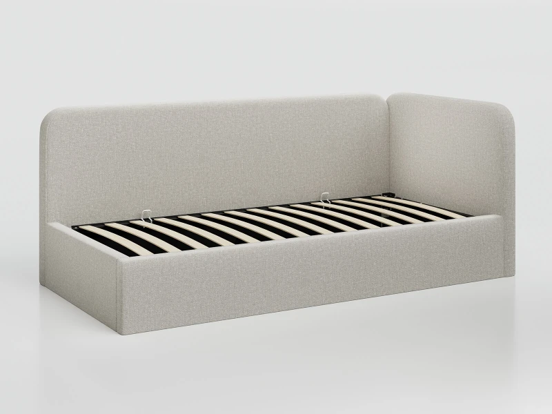 Čalouněná jednolůžková pohovka s roštem a úložným prostorem 90x200, Leo Colet 24 Béžový