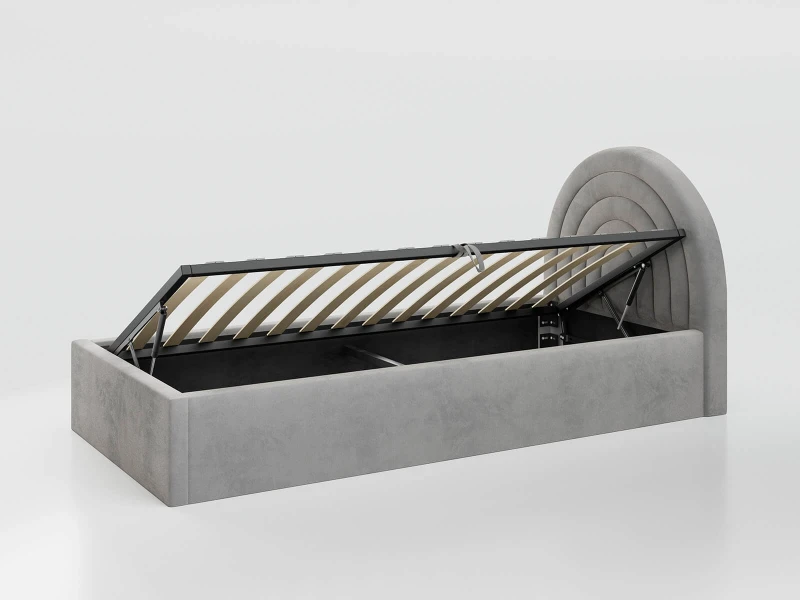 Čalouněná dětská postel s úložným prostorem 90x200 s roštem šedá Bluvel 03 Kids Line 5 Duha