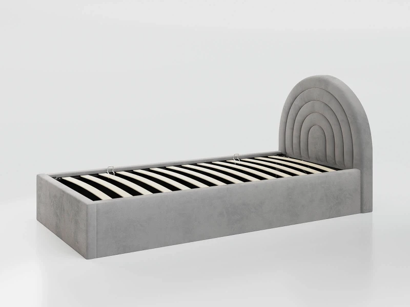 Čalouněná dětská postel s úložným prostorem 90x200 s roštem šedá Bluvel 03 Kids Line 5 Duha